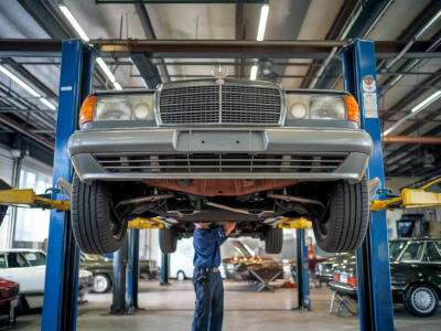 Wie prüfe ich bei einem angebotenen Mercedes W124, ob das Fahrwerk noch werksoriginale Gummilager und Stoßdämpfer hat?