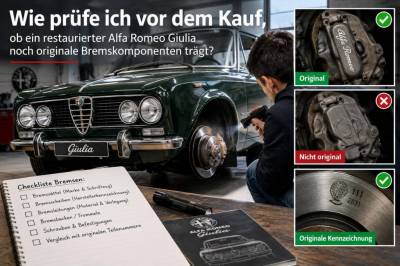 Wie prüfe ich vor dem kauf, ob ein restaurierter alfa romeo giulia noch originale bremskomponenten trägt?